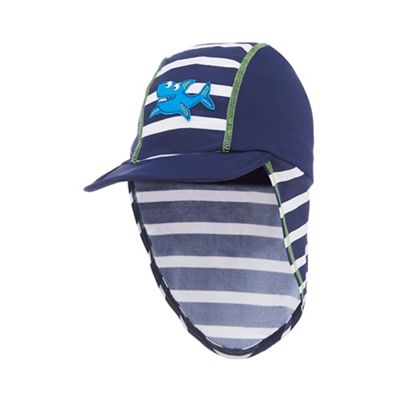 Boys' navy striped shark applique keppi hat